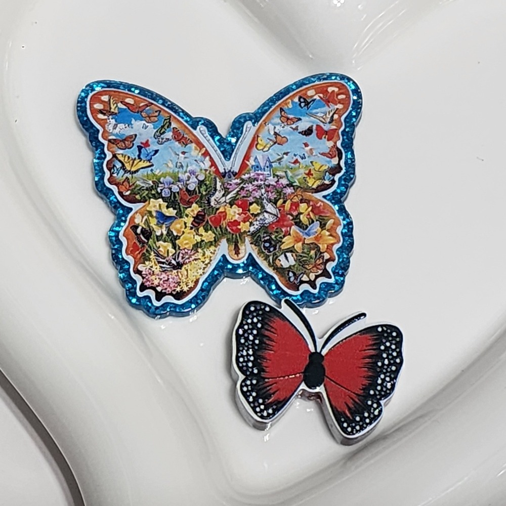 Butterfly Flatback Focal Bead Keychain Beaded Pen Badge Phone Chain Magnet